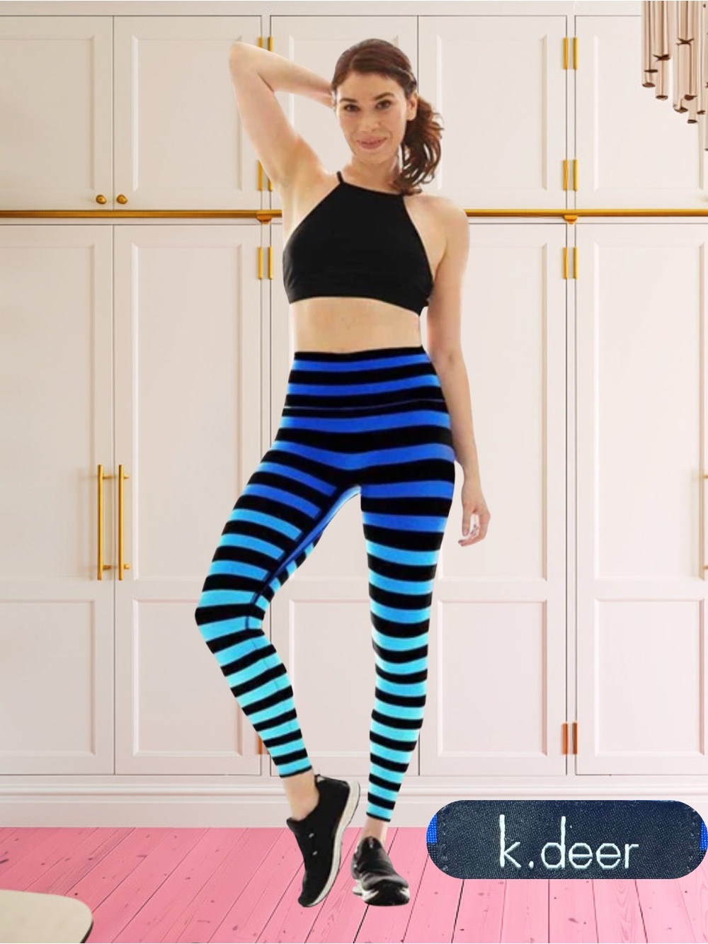 Unique K-DEER Alexis Signature Stripe Ombré 7/8 Sneaker Length Leggings